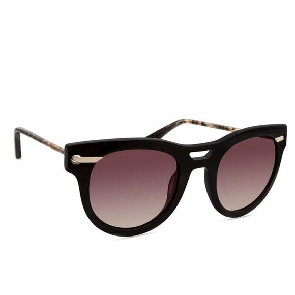 Women\'s Derek Lam Black Kim Sunglasses Oval Semi Cat Eye Summer Sun Beach